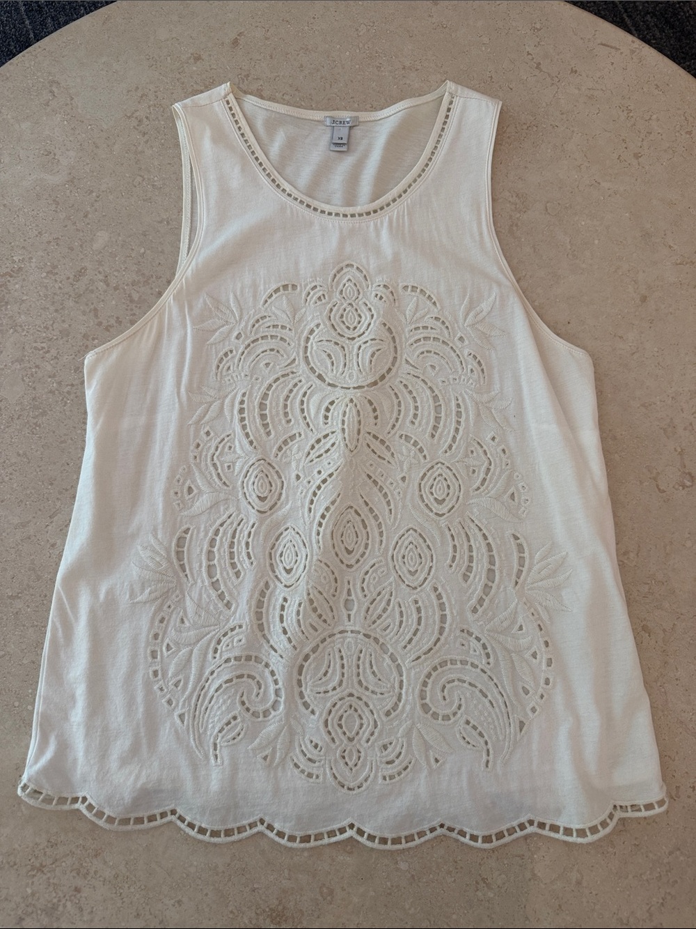 J. Crew Cream Eyelet Embroidered Tank Top